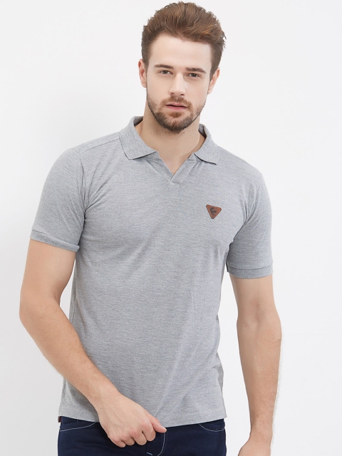 

FiTZ Men Grey Solid Polo Collar T-shirt