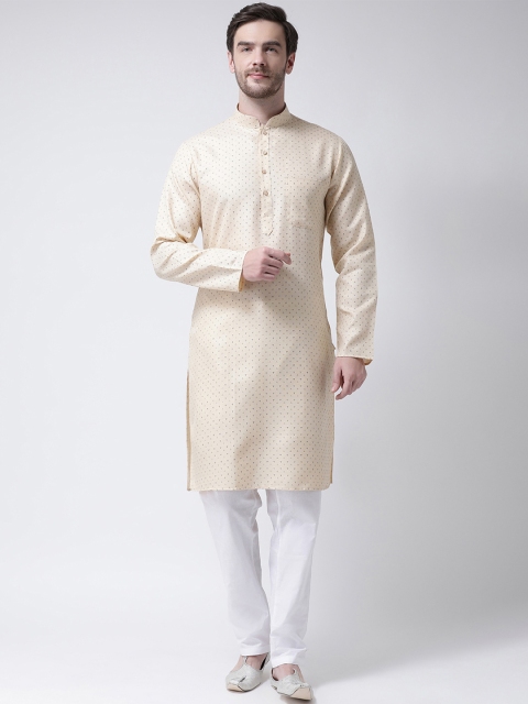 

SG LEMAN Men Beige & White Printed Kurta with Pyjamas