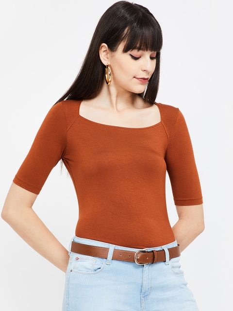 

CODE by Lifestyle Women Rust Brown Solid Top