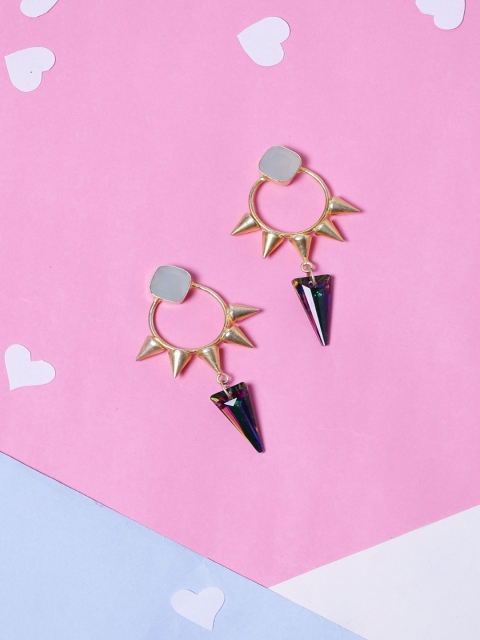 

NITAARA Gold-Plated & Pink Contemporary Drop Earrings
