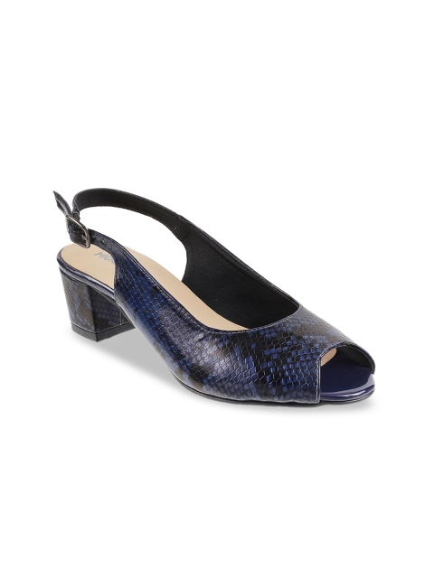 

Mochi Women Blue & Black Printed Block Heels