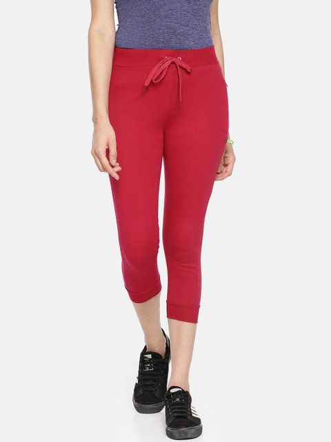 

GOLDSTROMS Women Red Solid Regular Fit Sports Capris