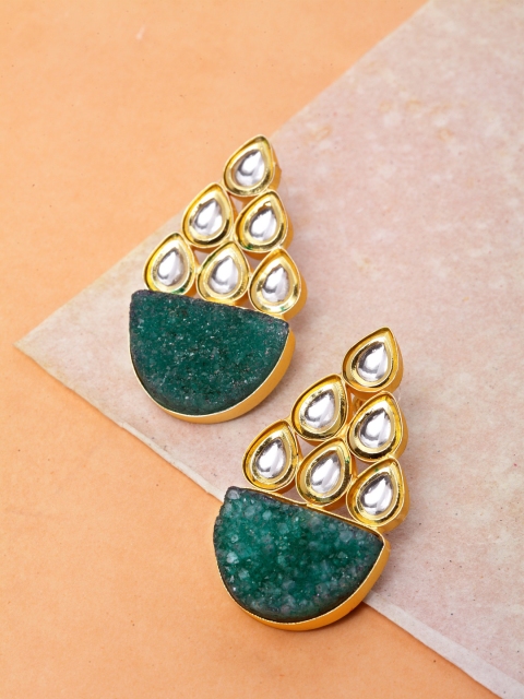 

Infuzze Green & Gold-Toned Classic Drop Earrings
