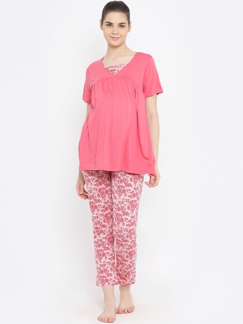 

Kanvin Women Pink Solid Maternity Night Suit