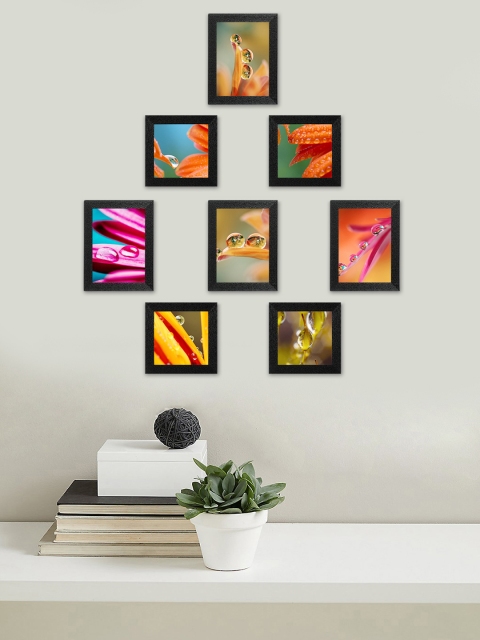 

SWADESI STUFF Set Of 8 Black Textured Individual Wall Photo Frames