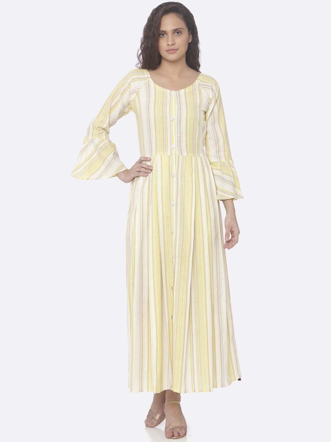 

RAISIN Women Yellow & White Striped Maxi Dress