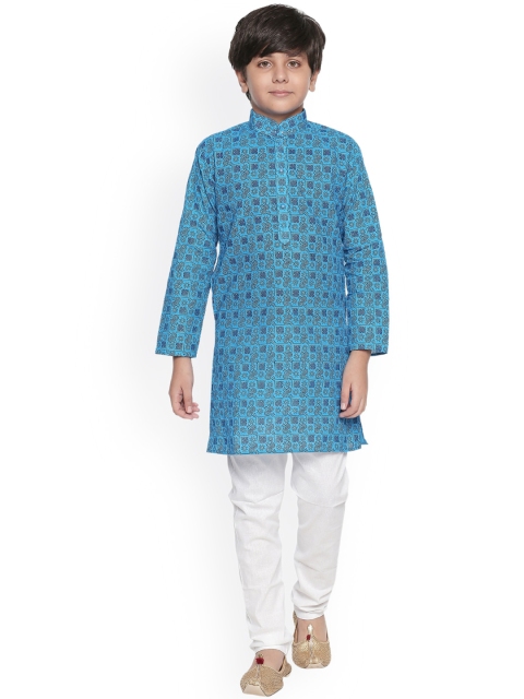 

Jeetethnics Boys Blue Printed Kurta with Pyjamas