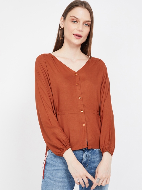 

Fame Forever by Lifestyle Women Rust Brown Solid Top