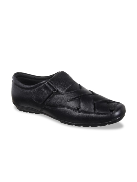 

Vardhra Men Black Leather Sneakers