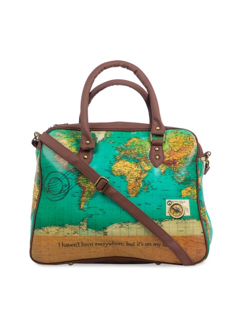 

BandBox Turquoise Blue & Yellow Printed Handheld Bag