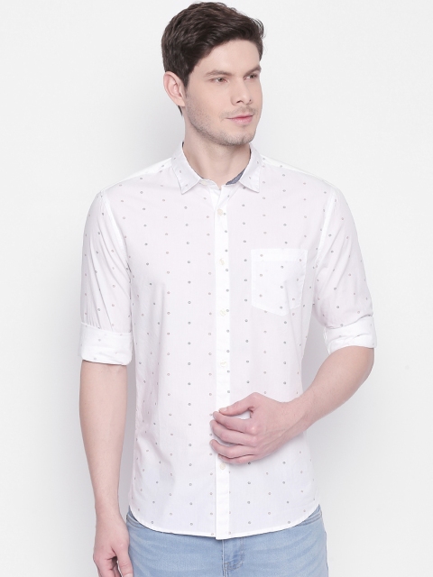 

BYFORD by Pantaloons Men White Slim Fit Printed Casual Shirt