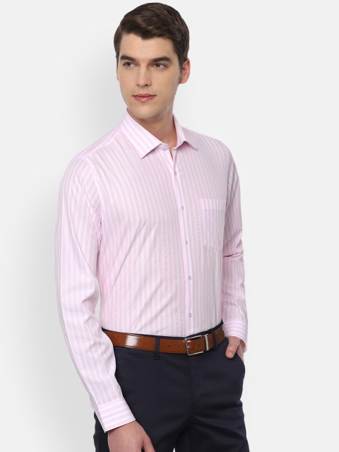 

Van Heusen Men Pink & White Slim Fit Striped Formal Shirt