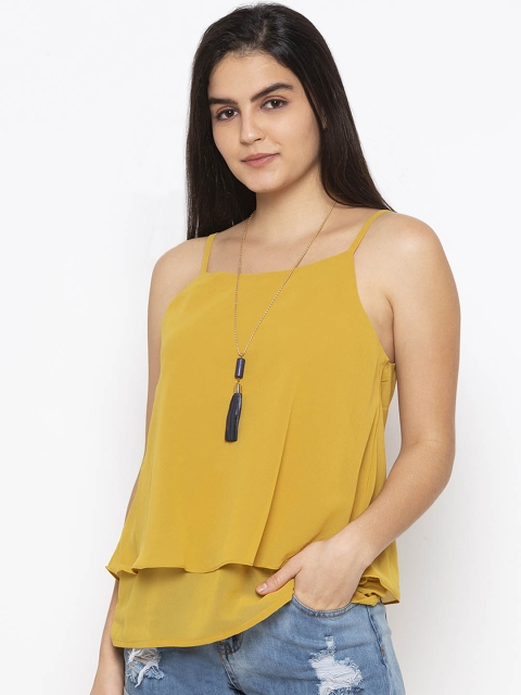 

Iti Women Yellow Solid Tiered Top