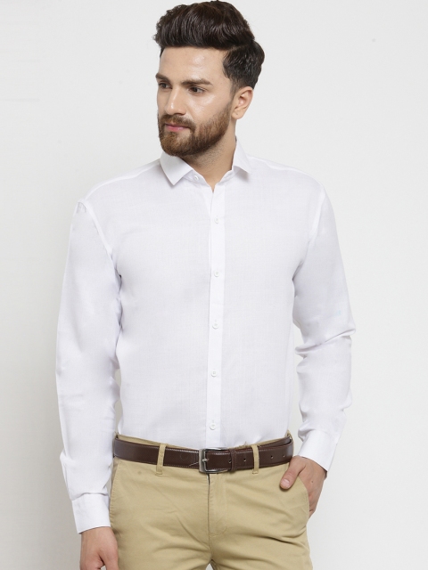 JAINISH Men White Classic Regular Fit Solid Formal Shirt