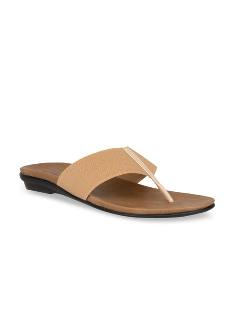 

SOLES Women Beige Solid Open Toe Flats