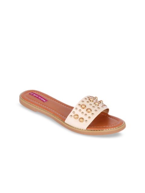 

Sole To Soul Women Peach-Coloured Embellished Open Toe Flats