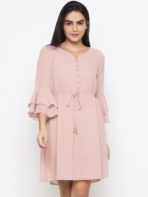 

Iti Women Pink Solid Fit and Flare Dress