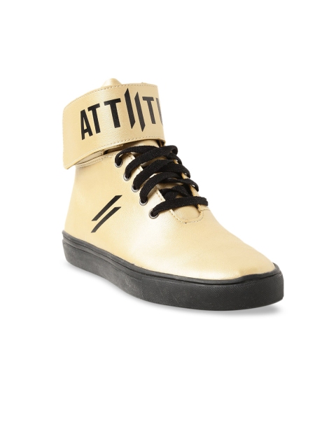 

ATTIITUDE Men Gold-Toned Printed High-Top Sneakers
