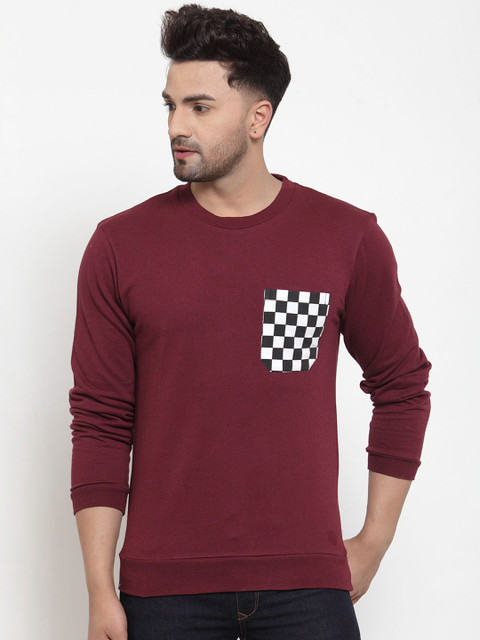 

armure Men Maroon Solid Round Neck T-shirt