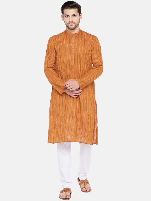 

RAJUBHAI HARGOVINDAS Men Brown & White Striped Kurta Set