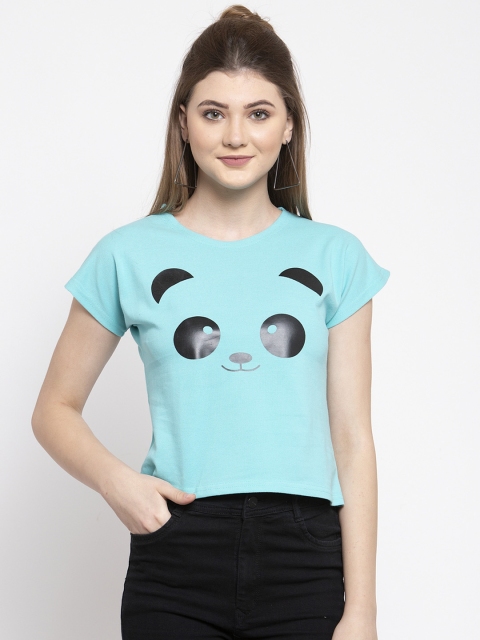 

Everlush Women Turquoise Blue Printed Top