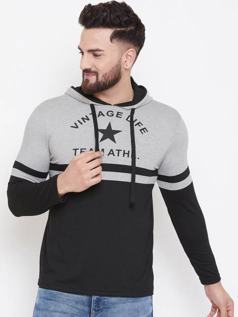 

Austin wood Men Black & Grey Colourblocked Hood T-shirt