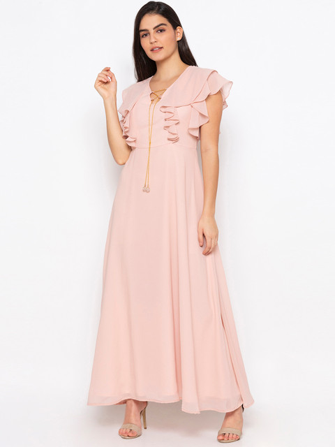 

Iti Women Pink Solid Maxi Dress