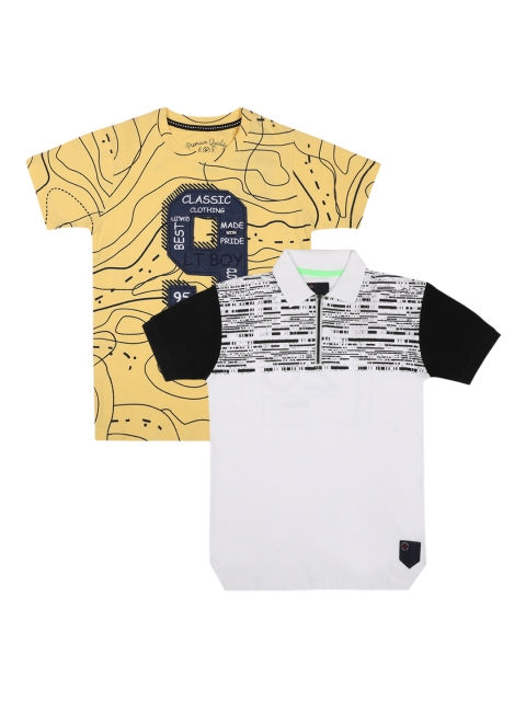 Lil Tomatoes Boys Pack Of 2 Printed Polo Collar T-shirt, Yellow