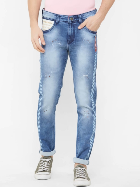 Road Rockers Men Blue Skinny Fit Mid-Rise Clean Look Stretchable Jeans