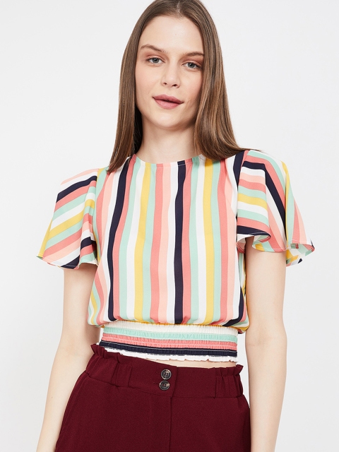 

Ginger by Lifestyle Women Multicoloured Candy Stripe Blouson Top, Multi