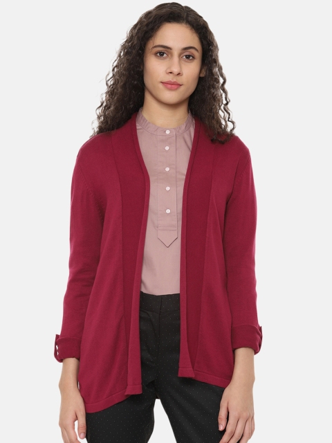 

Van Heusen Women Maroon Solid Open Front Shrug