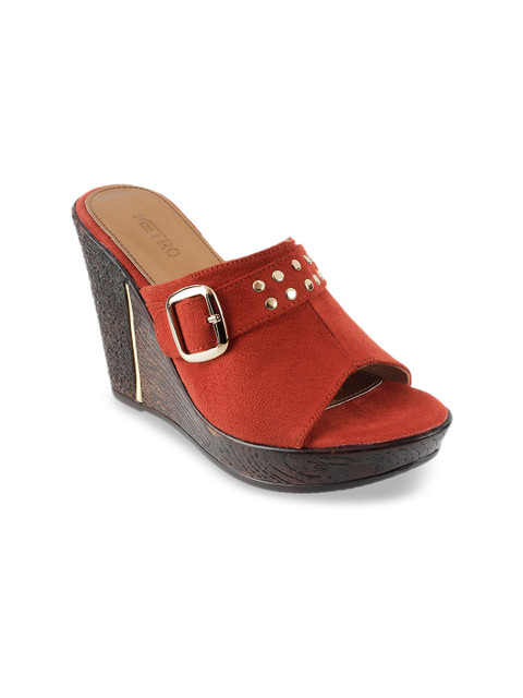 

Metro Women Orange Solid Mules