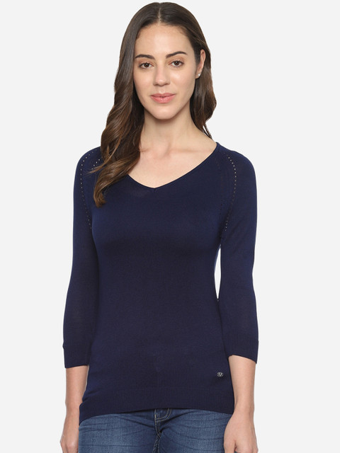 

Allen Solly Woman Navy Blue Solid Top