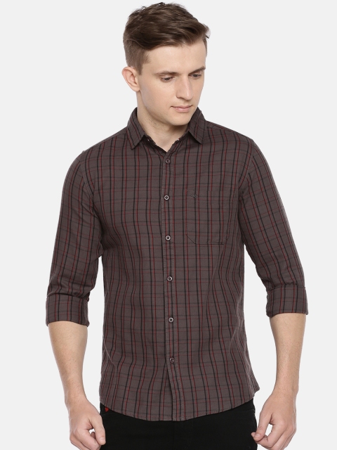 

Chennis Men Grey & Brown Regular Fit Checked Casual Shirt