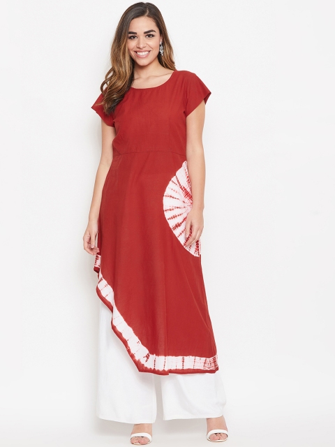 

rangeelo rajasthan Women Red Printed Asymmetric Hemline A-Line Kurta