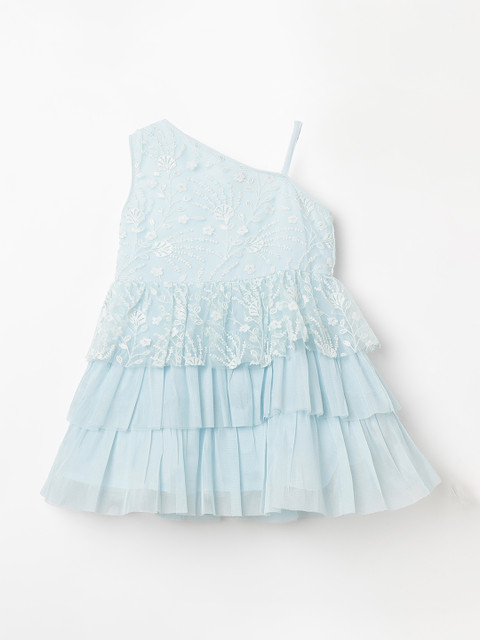 

Juniors by Lifestyle Girls Blue Floral Embroidered A-Line Dress