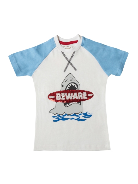 

Kid Studio Boys White Printed Round Neck T-shirt