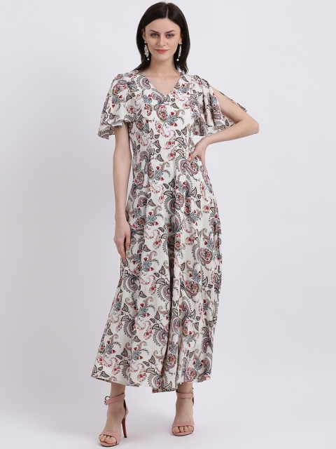 

Zink London Beige Ethnic Print A-Line Dress