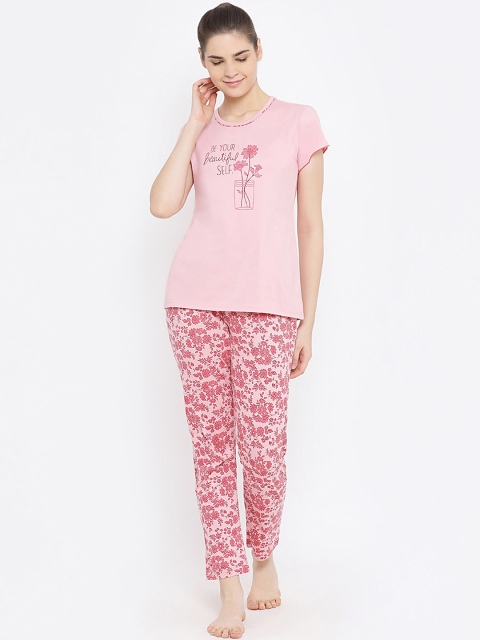 

Kanvin Women Pink Printed Night Suit