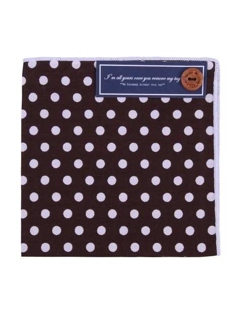 

PELUCHE Men Brown & White Polka Dot Print Pocket Square