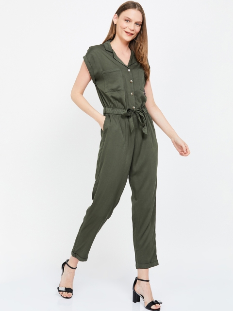 

Fame Forever by Lifestyle Women Olive Green Solid Basic Jumpsuit