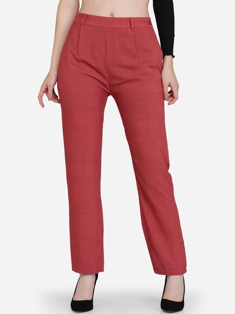 

Ojjasvi Women Rust Solid Straight Palazzos