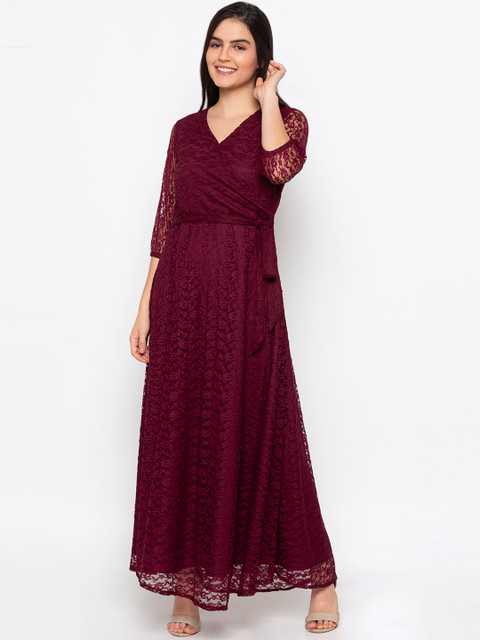 

Iti Women Maroon Lace Maxi Dress