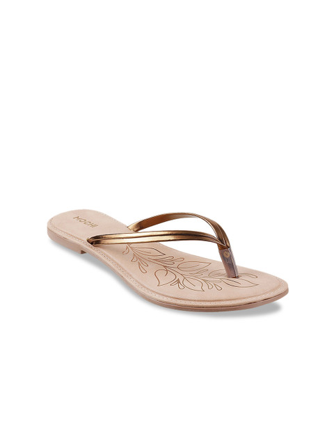 

Mochi Women Bronze-Toned Solid Open Toe Flats