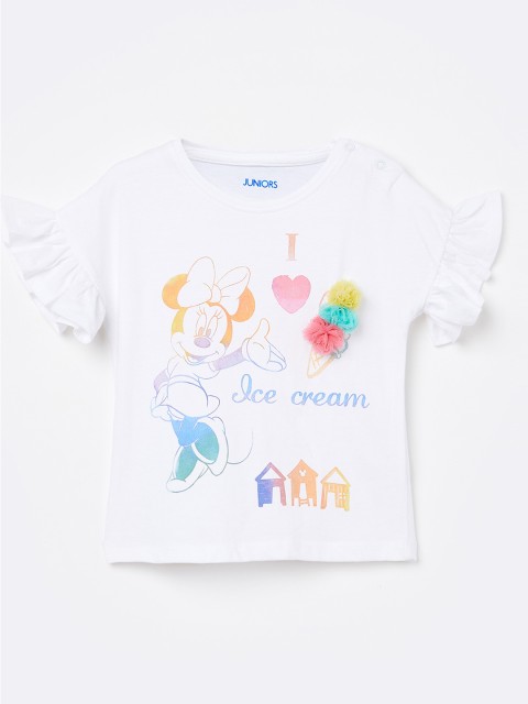 

Juniors by Lifestyle Girls White Printed Pure Cotton Top