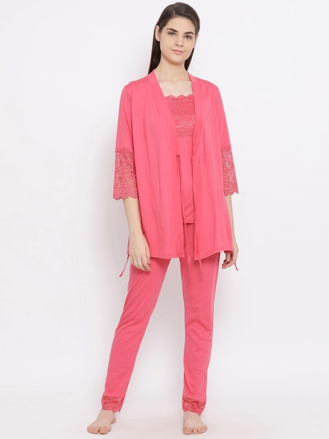 

Kanvin Women Red Solid Night suit