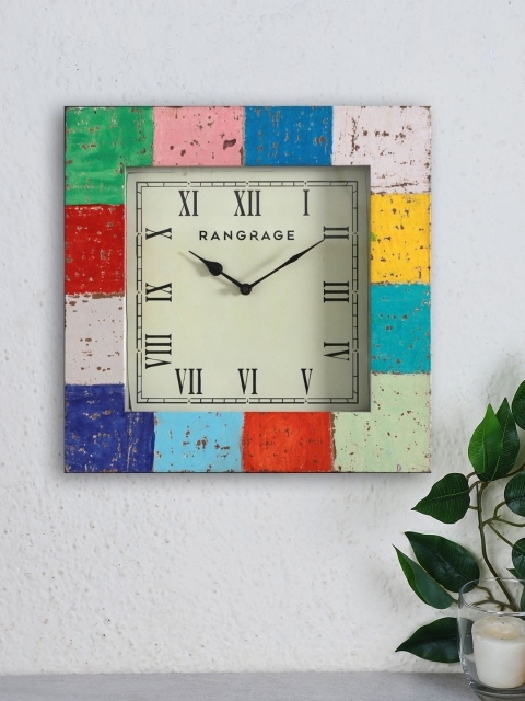 

RANGRAGE Multicoloured Square Colourblocked Analogue Wall Clock, Multi