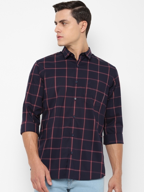 

Allen Solly Men Navy Blue & Red Slim Fit Checked Casual Shirt