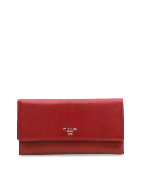 

Da Milano Women Red Solid Two Fold Leather Wallet