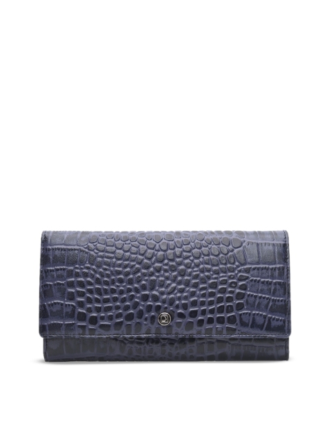 

Da Milano Women Navy Blue Textured Leather Two Fold Wallet